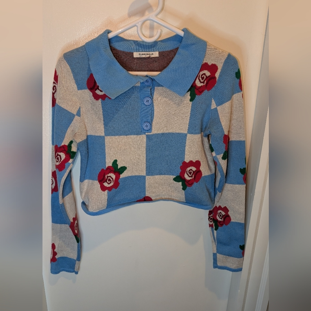 Glamorous Urban Outfitters Rose Checkerboard Top Size 6